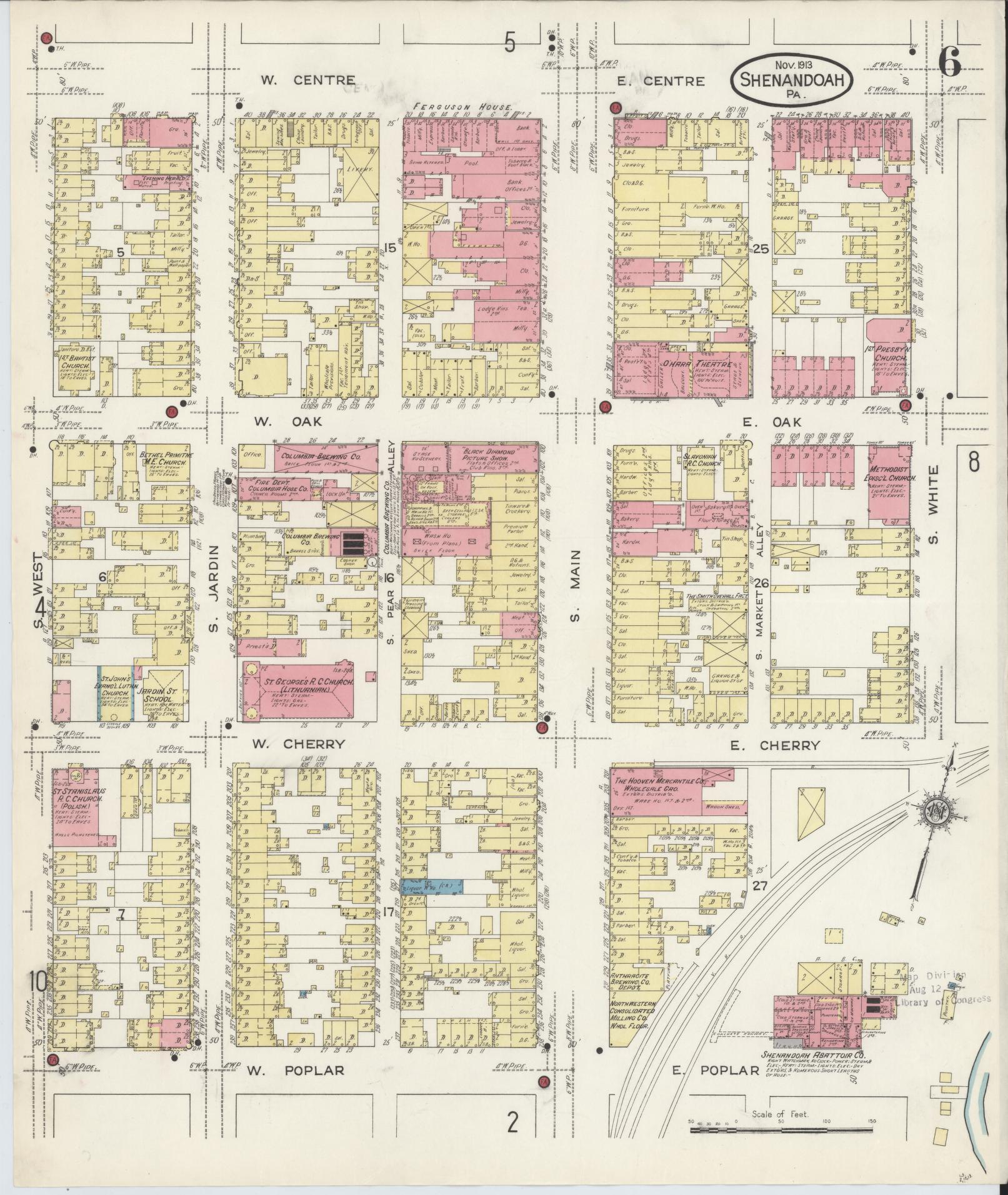 Sanborn Fire Insurance Map from Shenandoah, Schuylkill County, Pennsylvania (1913), Sheet #0006 - Complete Map Set gallery image, historic Sanborn map, vintage wall art, Pennsylvania Pennsylvania