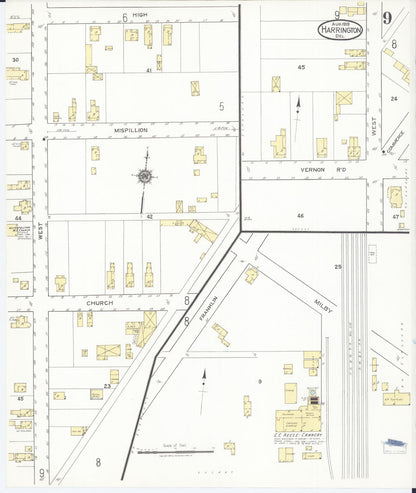Sanborn Fire Insurance Map from Harrington, Kent County, Delaware (1919), Sheet #0009 - Complete Map Set gallery image, historic Sanborn map, vintage wall art, Delaware Delaware