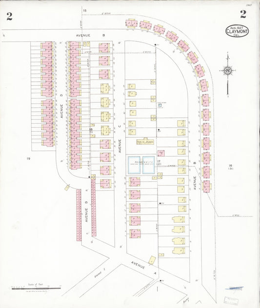 Sanborn Fire Insurance Map from Claymont, New Castle County, Delaware (1927), Sheet #0002 - Historic Sanborn Fire Insurance Map Print, vintage old map wall art, antique decor, genealogy gift, Delaware Delaware map