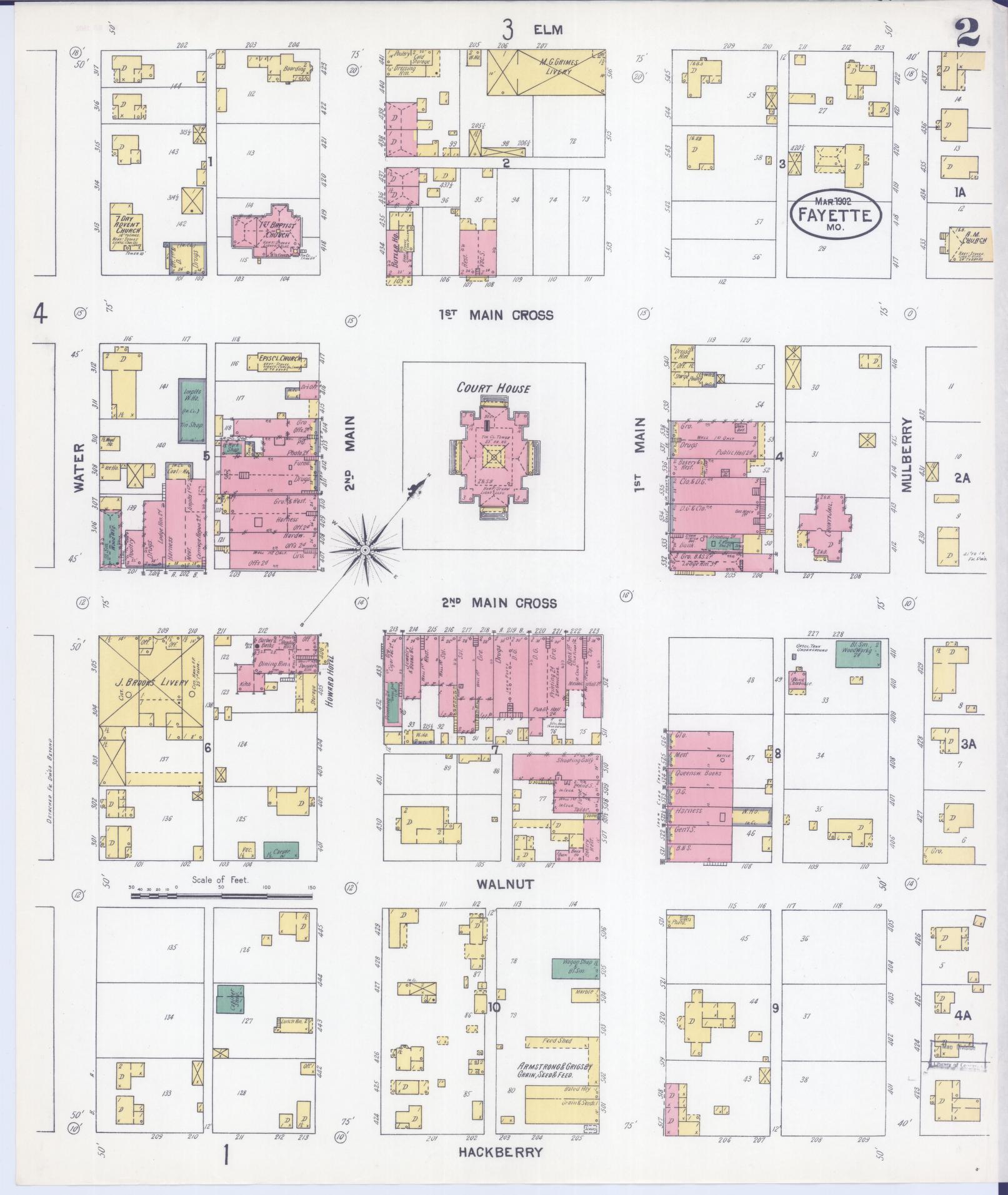 Sanborn Fire Insurance Map from Fayette, Howard County, Missouri (1902), Sheet #0002 - Complete Map Set gallery image, historic Sanborn map, vintage wall art, Missouri Missouri