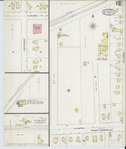 Sanborn Fire Insurance Map from Marion, Marion County, Ohio (1895), Sheet #0012 - Complete Map Set gallery image, historic Sanborn map, vintage wall art, Ohio Ohio