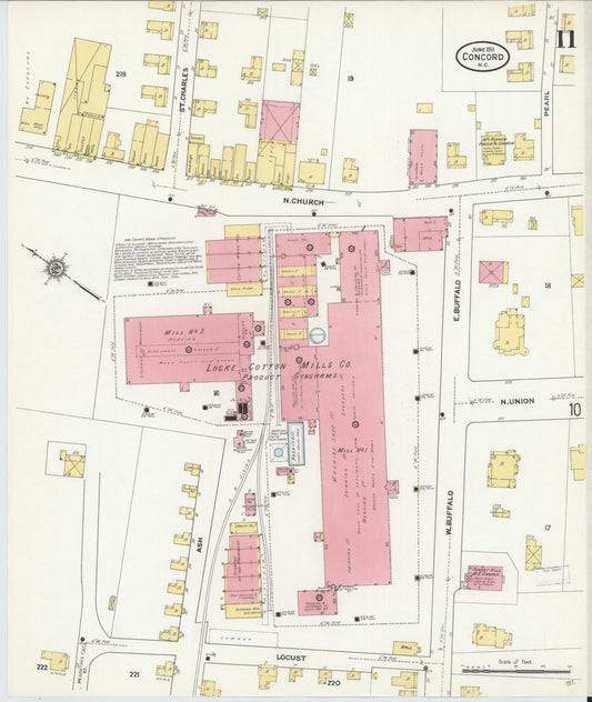 Sanborn Fire Insurance Map from Concord, Cabarrus County, North Carolina (1911), Sheet #0011 - Historic Sanborn Fire Insurance Map Print, vintage old map wall art, antique decor, genealogy gift, North Carolina North Carolina map