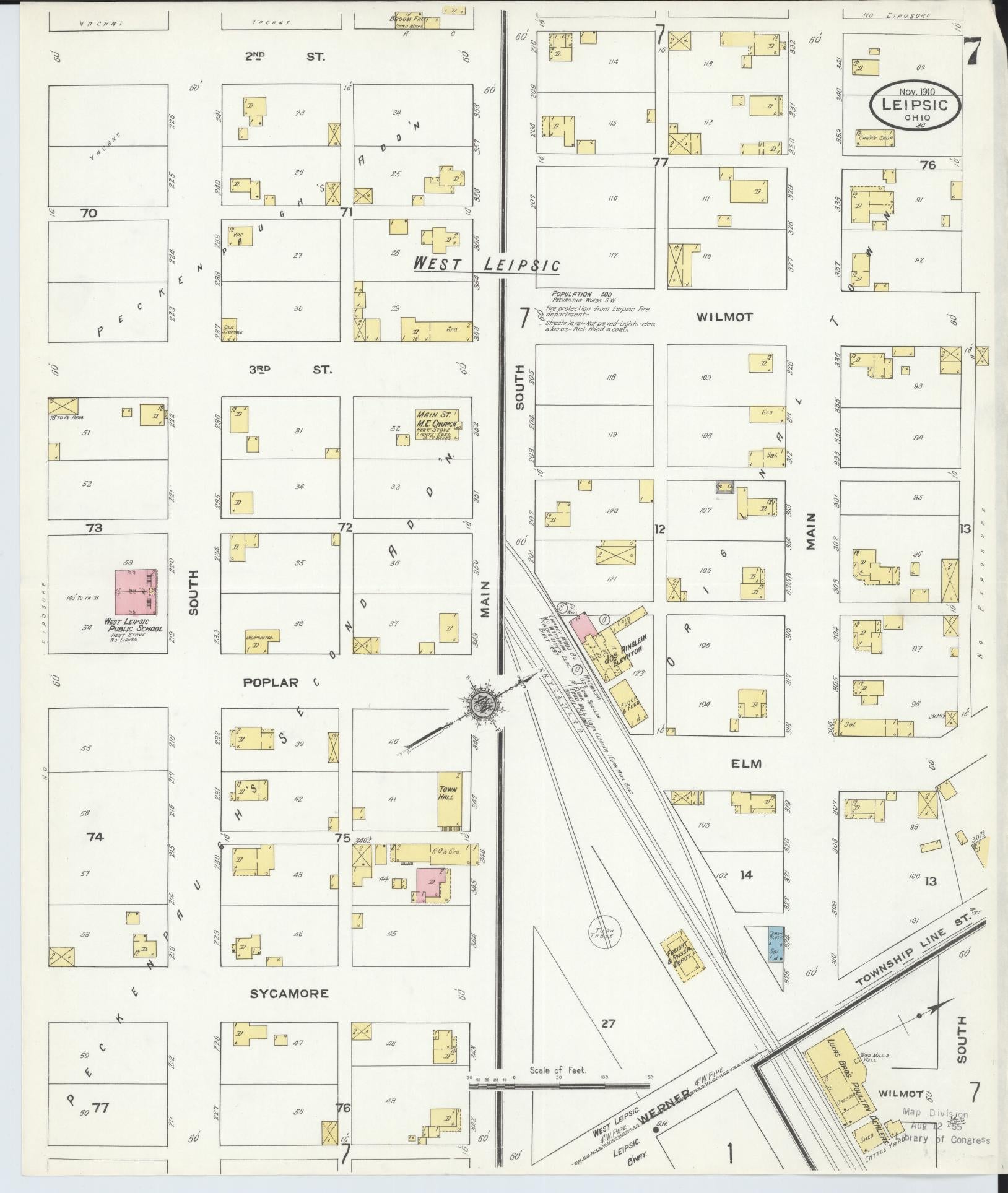 Sanborn Fire Insurance Map from Leipsic, Putnam County, Ohio (1910), Sheet #0007 - Historic Sanborn Fire Insurance Map Print, vintage old map wall art, antique decor, genealogy gift, Ohio Ohio map