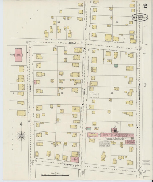 Sanborn Fire Insurance Map from New Britain, Hartford County, Connecticut (1895), Sheet #0002 - Complete Map Set gallery image, historic Sanborn map, vintage wall art, Connecticut Connecticut
