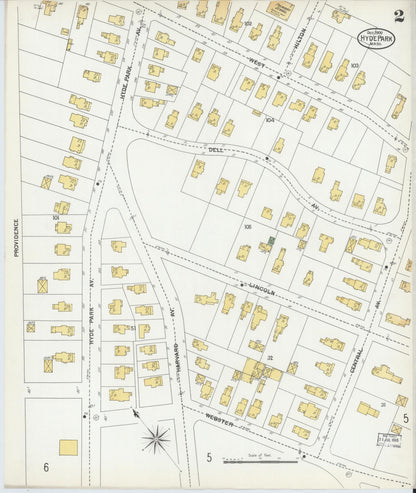 Sanborn Fire Insurance Map from Hyde Park, Norfolk County, Massachusetts (1900), Sheet #0002 - Complete Map Set gallery image, historic Sanborn map, vintage wall art, Massachusetts Massachusetts