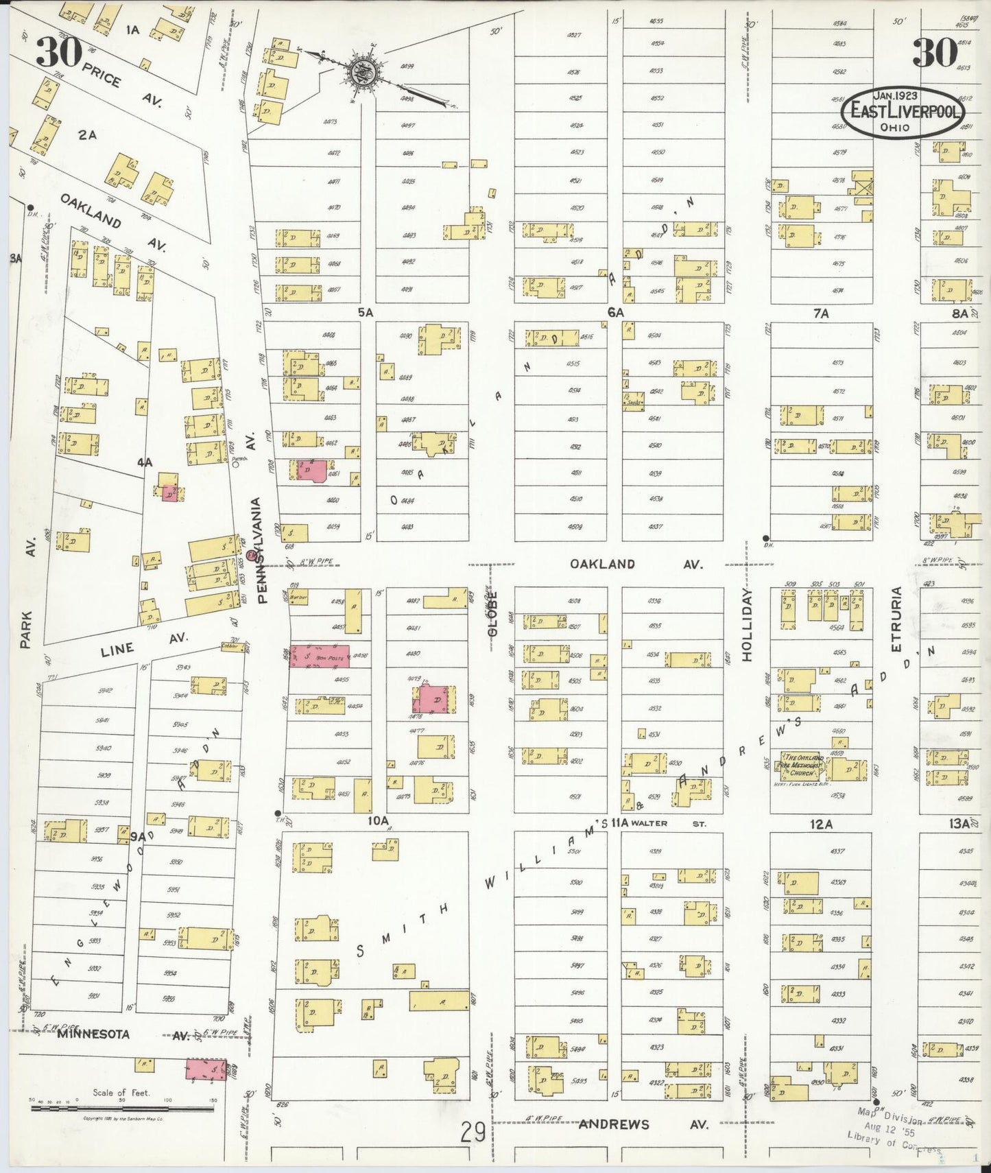Sanborn Fire Insurance Map from East Liverpool, Columbiana County, Ohio (1923), Sheet #0030 - Historic Sanborn Fire Insurance Map Print, vintage old map wall art, antique decor, genealogy gift, Ohio Ohio map