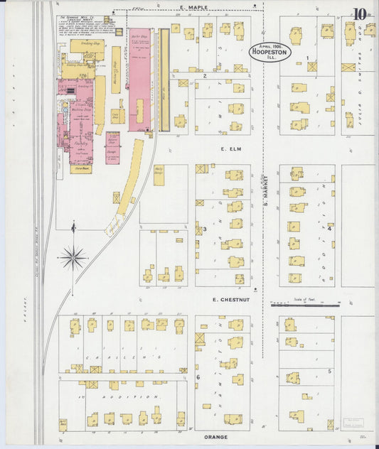 Sanborn Fire Insurance Map from Hoopeston, Vermilion County, Illinois (1906), Sheet #0010 - Historic Sanborn Fire Insurance Map Print, vintage old map wall art, antique decor, genealogy gift, Illinois Illinois map