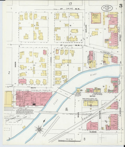 Sanborn Fire Insurance Map from Flint, Genesee County, Michigan (1902), Sheet #0003 - Complete Map Set gallery image, historic Sanborn map, vintage wall art, Michigan Michigan