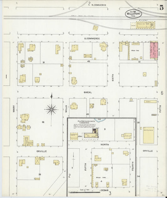 Sanborn Fire Insurance Map from Wills Point, Van Zandt County, Texas (1906), Sheet #0005 - Historic Sanborn Fire Insurance Map Print, vintage old map wall art, antique decor, genealogy gift, Texas Texas map