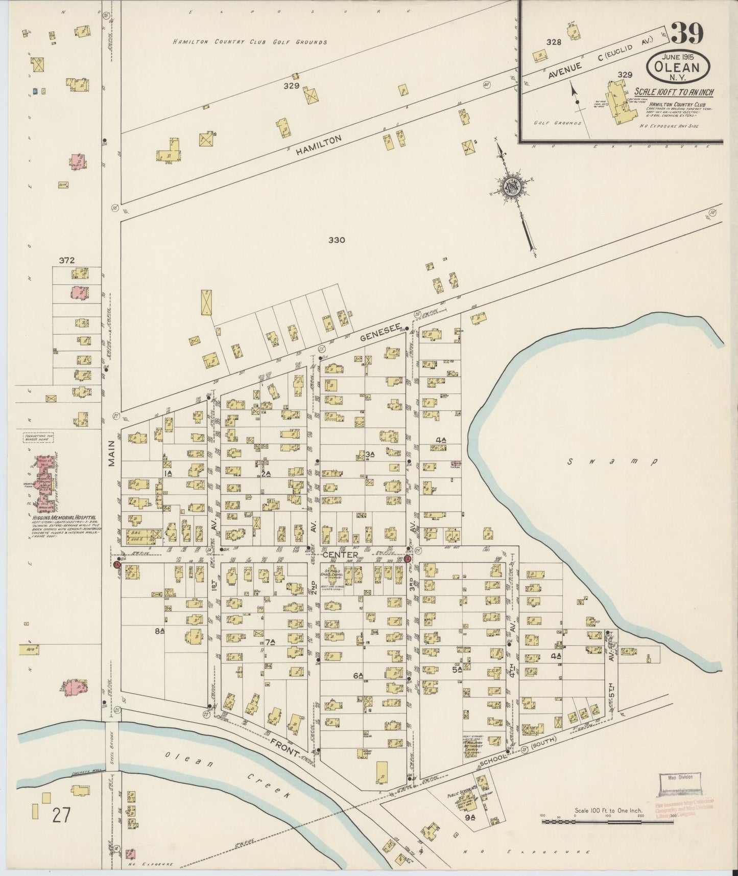 Sanborn Fire Insurance Map from Olean, Cattaraugus County, New York (1915), Sheet #0039 - Complete Map Set gallery image, historic Sanborn map, vintage wall art, New York New York