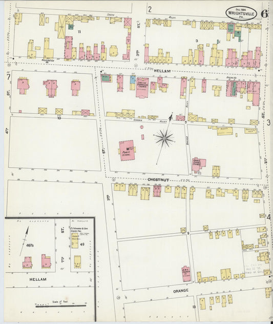 Sanborn Fire Insurance Map from Wrightsville, York County, Pennsylvania (1904), Sheet #0006 - Historic Sanborn Fire Insurance Map Print, vintage old map wall art, antique decor, genealogy gift, Pennsylvania Pennsylvania map