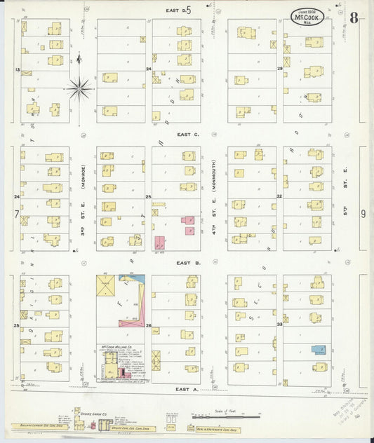 Sanborn Fire Insurance Map from Mccook, Red Willow County, Nebraska (1909), Sheet #0008 - Historic Sanborn Fire Insurance Map Print, vintage old map wall art, antique decor, genealogy gift, Nebraska Nebraska map