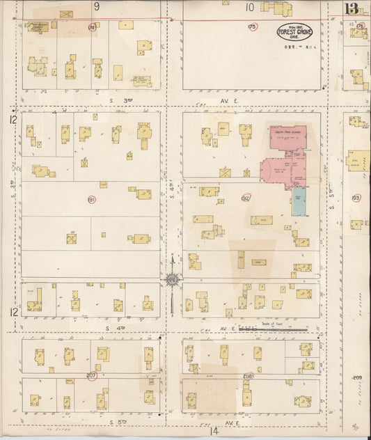 Sanborn Fire Insurance Map from Forest Grove, Washington County, Oregon (1939), Sheet #0013 - Historic Sanborn Fire Insurance Map Print, vintage old map wall art, antique decor, genealogy gift, Oregon Oregon map