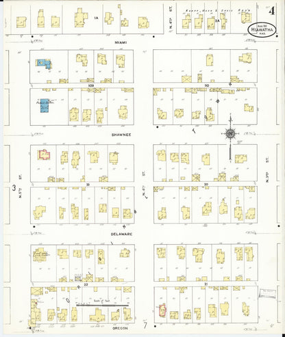 Sanborn Fire Insurance Map from Hiawatha, Brown County, Kansas (1911), Sheet #0004 - Complete Map Set gallery image, historic Sanborn map, vintage wall art, Kansas Kansas