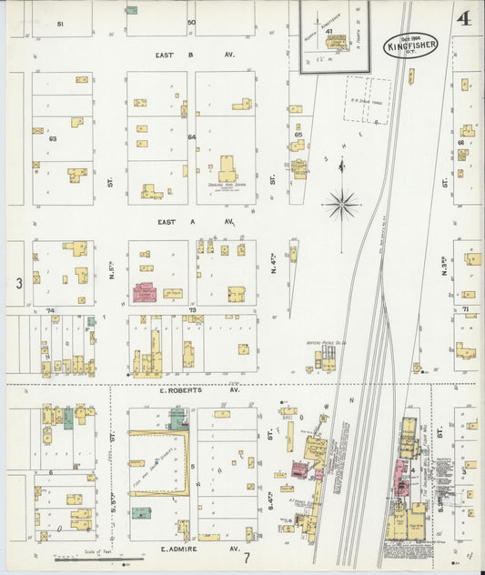 Sanborn Fire Insurance Map from Kingfisher, Kingfisher County, Oklahoma (1904), Sheet #0004 - Historic Sanborn Fire Insurance Map Print, vintage old map wall art, antique decor, genealogy gift, Oklahoma Oklahoma map