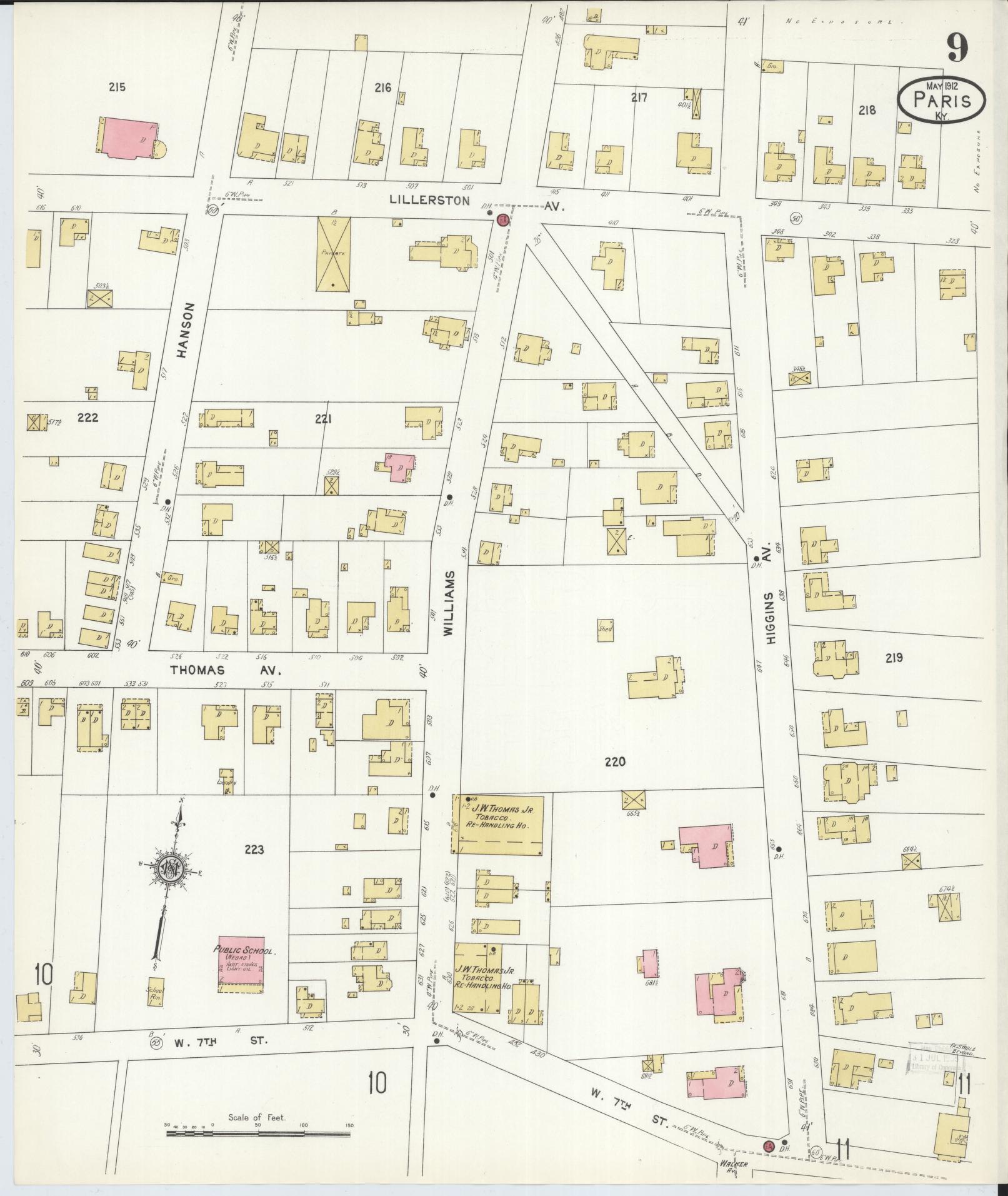 Sanborn Fire Insurance Map from Paris, Bourbon County, Kentucky (1912), Sheet #0009 - Historic Sanborn Fire Insurance Map Print, vintage old map wall art, antique decor, genealogy gift, Kentucky Kentucky map