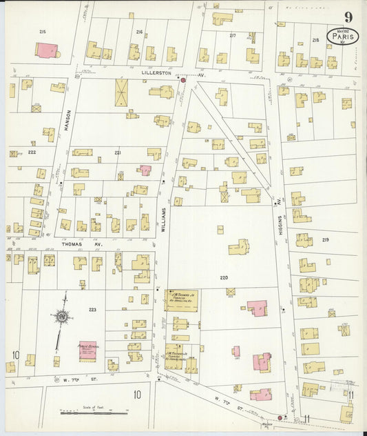 Sanborn Fire Insurance Map from Paris, Bourbon County, Kentucky (1912), Sheet #0009 - Historic Sanborn Fire Insurance Map Print, vintage old map wall art, antique decor, genealogy gift, Kentucky Kentucky map