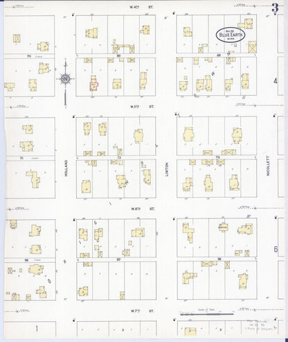 Sanborn Fire Insurance Map from Blue Earth, Faribault County, Minnesota (1911), Sheet #0003 - Historic Sanborn Fire Insurance Map Print, vintage old map wall art, antique decor, genealogy gift, Minnesota Minnesota map