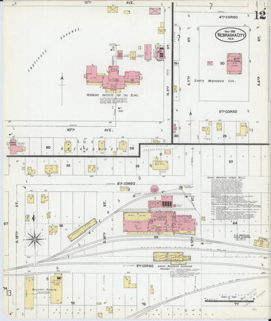 Sanborn Fire Insurance Map from Nebraska City, Otoe County, Nebraska (1906), Sheet #0012 - Historic Sanborn Fire Insurance Map Print, vintage old map wall art, antique decor, genealogy gift, Nebraska Nebraska map