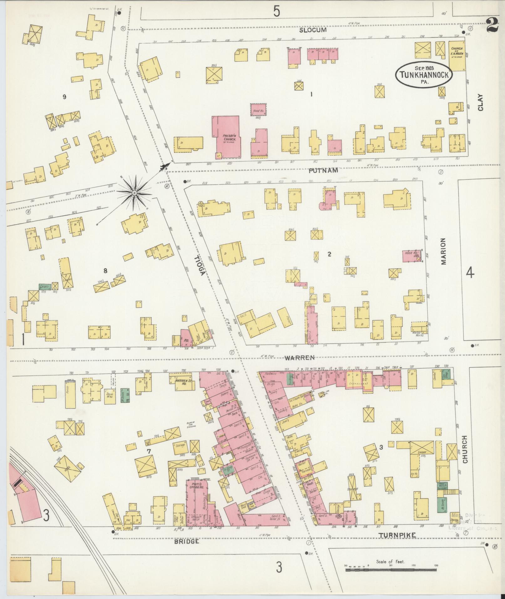 Sanborn Fire Insurance Map from Tunkhannock, Wyoming County, Pennsylvania (1903), Sheet #0002 - Complete Map Set gallery image, historic Sanborn map, vintage wall art, Pennsylvania Pennsylvania