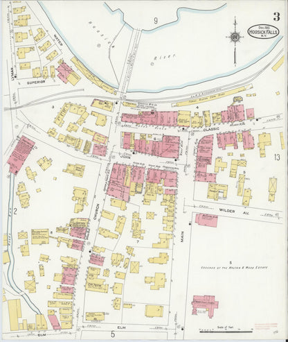 Sanborn Fire Insurance Map from Hoosick Falls, Rensselaer County, New York (1910), Sheet #0003 - Complete Map Set gallery image, historic Sanborn map, vintage wall art, New York New York