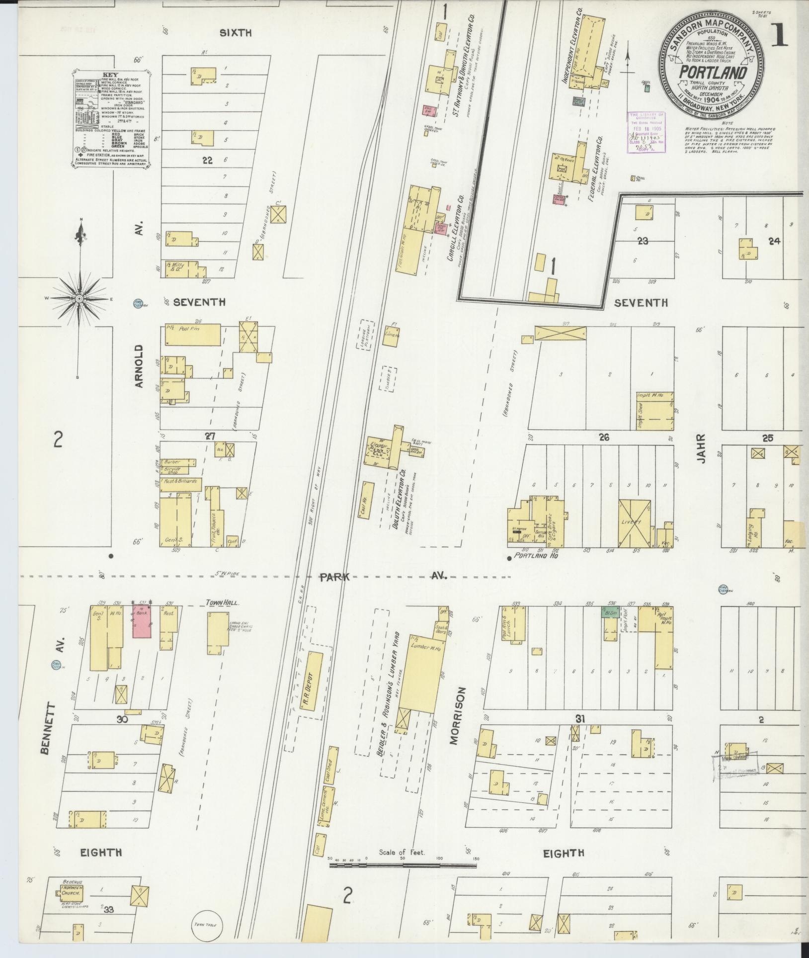 Sanborn Fire Insurance Map from Portland, Traill County, North Dakota (1904), Sheet #0001 - Complete Map Set gallery image, historic Sanborn map, vintage wall art, North Dakota North Dakota