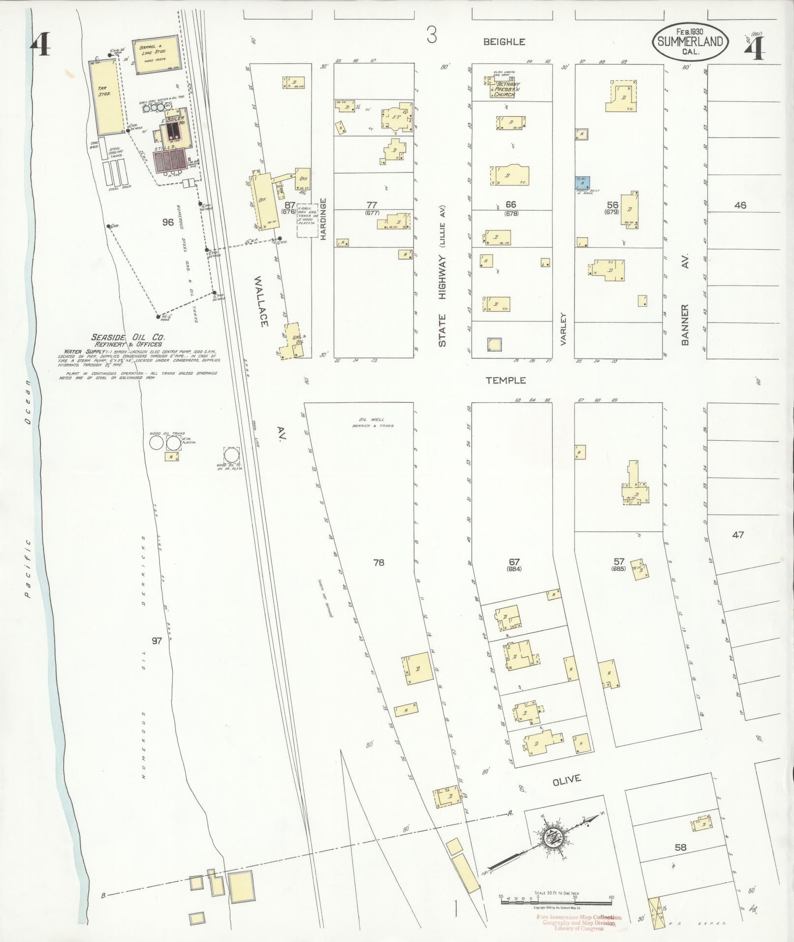 Sanborn Fire Insurance Map from Summerland, Santa Barbara County, California (1930), Sheet #0004 - Complete Map Set gallery image, historic Sanborn map, vintage wall art, California California
