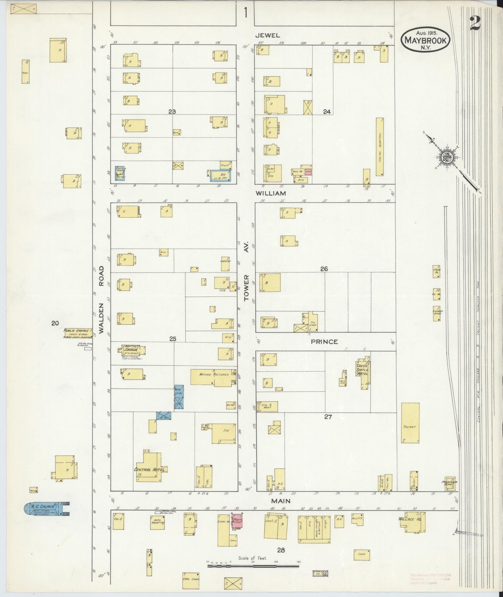Sanborn Fire Insurance Map from Maybrook, Orange County, New York (1915), Sheet #0002 - Complete Map Set gallery image, historic Sanborn map, vintage wall art, New York New York