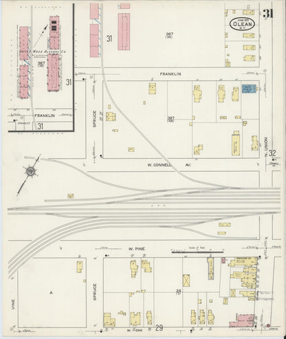 Sanborn Fire Insurance Map from Olean, Cattaraugus County, New York (1915), Sheet #0031 - Complete Map Set gallery image, historic Sanborn map, vintage wall art, New York New York
