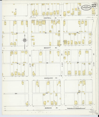 Sanborn Fire Insurance Map from Cambridge, Guernsey County, Ohio (1909), Sheet #0022 - Historic Sanborn Fire Insurance Map Print, vintage old map wall art, antique decor, genealogy gift, Ohio Ohio map