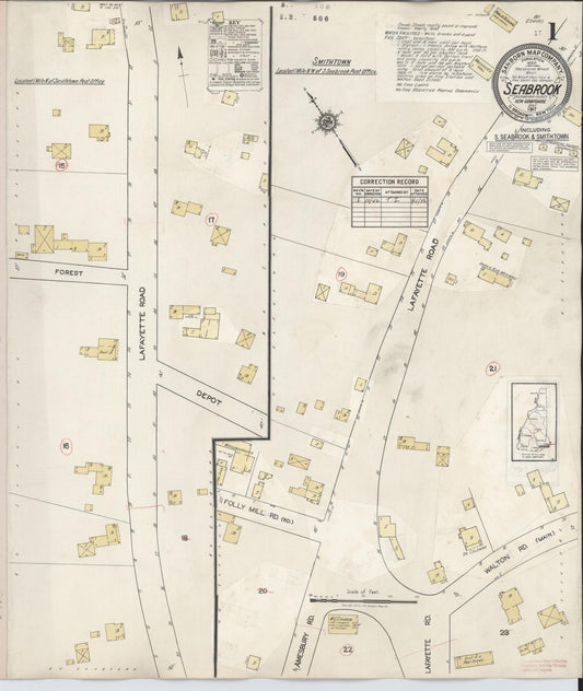 Sanborn Fire Insurance Map from Seabrook, Rockingham County, New Hampshire (1942), Sheet #0001 - Historic Sanborn Fire Insurance Map Print, vintage old map wall art, antique decor, genealogy gift, New Hampshire New Hampshire map