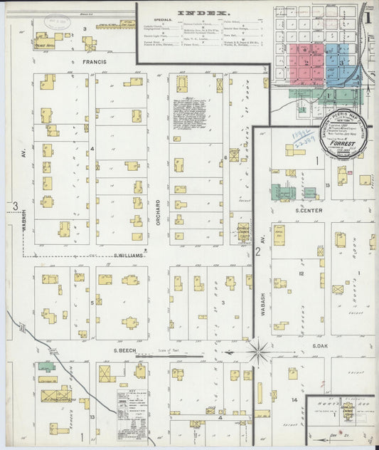 Sanborn Fire Insurance Map from Forrest, Livingston County, Illinois (1899), Sheet #0001 - Complete Map Set gallery image, historic Sanborn map, vintage wall art, Illinois Illinois