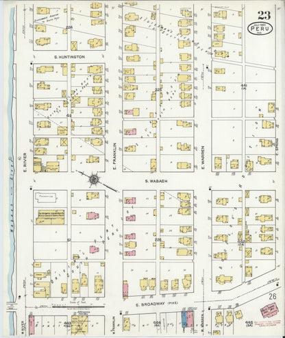 Sanborn Fire Insurance Map from Peru, Miami County, Indiana (1920), Sheet #0023 - Historic Sanborn Fire Insurance Map Print, vintage old map wall art, antique decor, genealogy gift, Indiana Indiana map