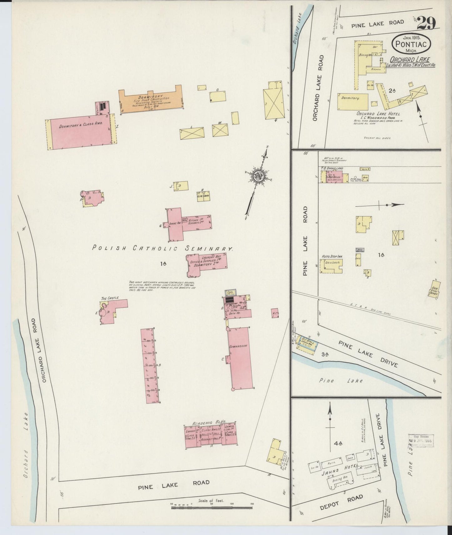 Sanborn Fire Insurance Map from Pontiac, Oakland County, Michigan (1915), Sheet #0029 - Complete Map Set gallery image, historic Sanborn map, vintage wall art, Michigan Michigan