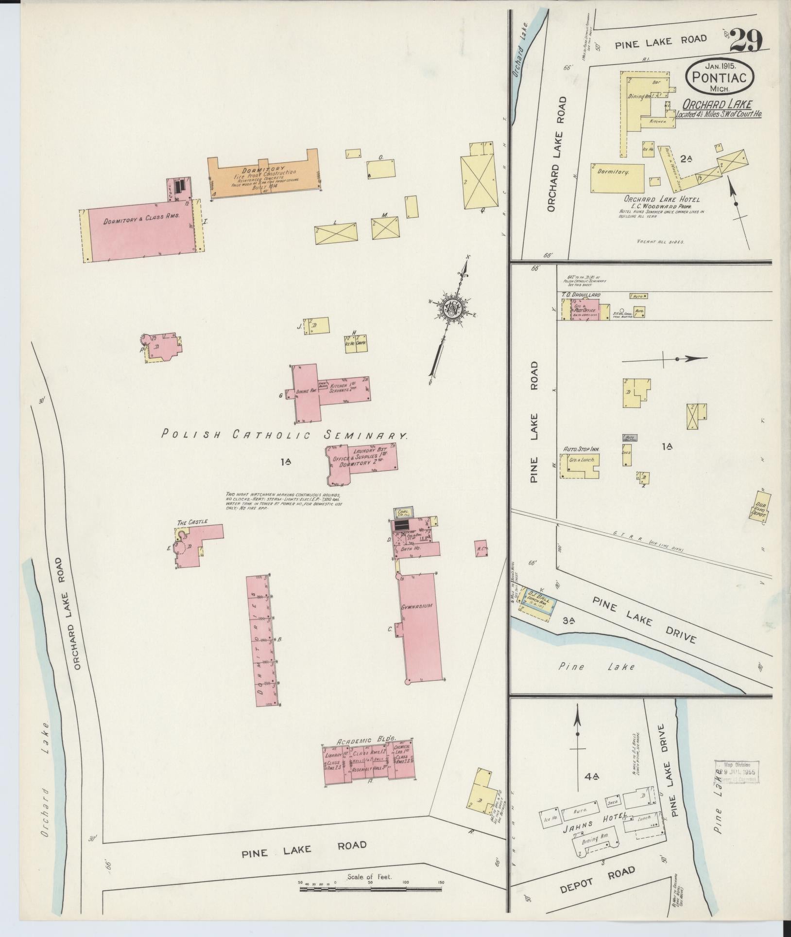 Sanborn Fire Insurance Map from Pontiac, Oakland County, Michigan (1915), Sheet #0029 - Complete Map Set gallery image, historic Sanborn map, vintage wall art, Michigan Michigan