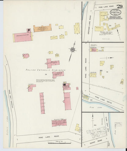Sanborn Fire Insurance Map from Pontiac, Oakland County, Michigan (1915), Sheet #0029 - Complete Map Set gallery image, historic Sanborn map, vintage wall art, Michigan Michigan