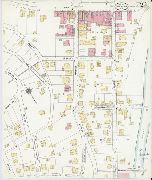 Sanborn Fire Insurance Map from Spencer, Roane County, West Virginia (1910), Sheet #0002 - Historic Sanborn Fire Insurance Map Print, vintage old map wall art, antique decor, genealogy gift, West Virginia West Virginia map