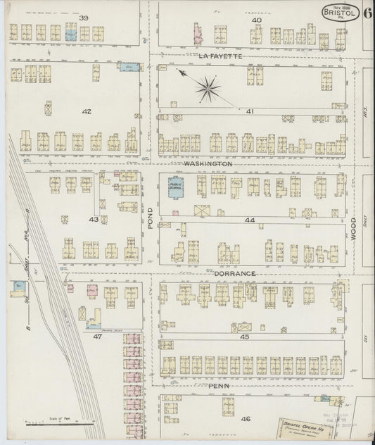 Sanborn Fire Insurance Map from Bristol, Bucks County, Pennsylvania (1886), Sheet #0006 - Historic Sanborn Fire Insurance Map Print, vintage old map wall art, antique decor, genealogy gift, Pennsylvania Pennsylvania map