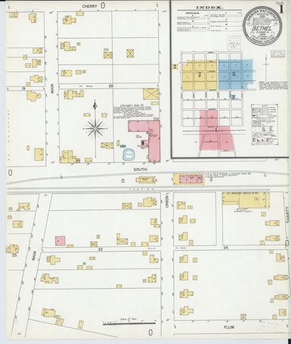 Sanborn Fire Insurance Map from Bethel, Clermont County, Ohio (1904), Sheet #0001 - Historic Sanborn Fire Insurance Map Print, vintage old map wall art, antique decor, genealogy gift, Ohio Ohio map