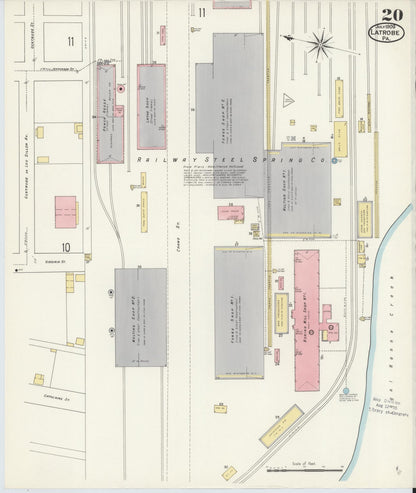 Sanborn Fire Insurance Map from Latrobe, Westmoreland County, Pennsylvania (1909), Sheet #0020 - Historic Sanborn Fire Insurance Map Print, vintage old map wall art, antique decor, genealogy gift, Pennsylvania Pennsylvania map