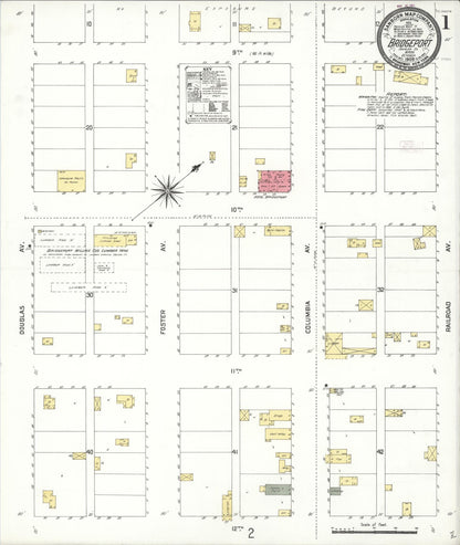 Sanborn Fire Insurance Map from Bridgeport, Douglas County, Washington (1909), Sheet #0001 - Complete Map Set gallery image, historic Sanborn map, vintage wall art, Washington Washington