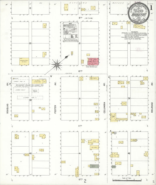 Sanborn Fire Insurance Map from Bridgeport, Douglas County, Washington (1909), Sheet #0001 - Complete Map Set gallery image, historic Sanborn map, vintage wall art, Washington Washington