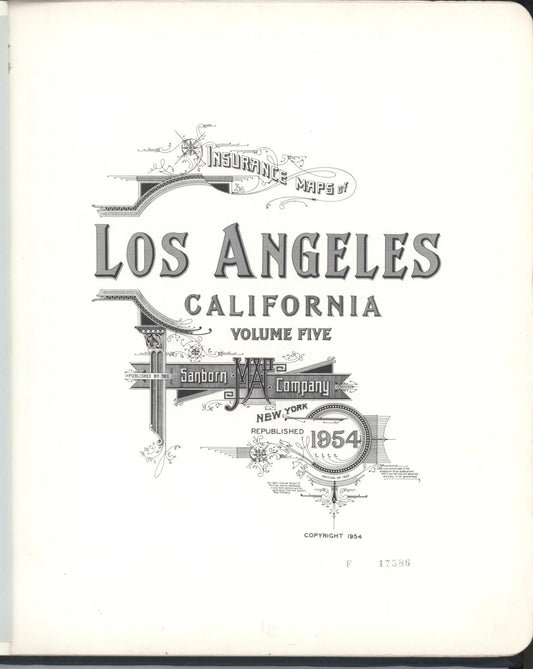 Sanborn Fire Insurance Map from Los Angeles, Los Angeles County, California (1954), Sheet #0001 - Historic Sanborn Fire Insurance Map Print, vintage old map wall art, antique decor, genealogy gift, California California map