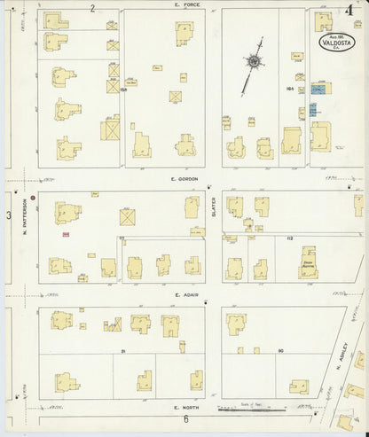Sanborn Fire Insurance Map from Valdosta, Lowndes County, Georgia (1911), Sheet #0004 - Complete Map Set gallery image, historic Sanborn map, vintage wall art, Georgia Georgia