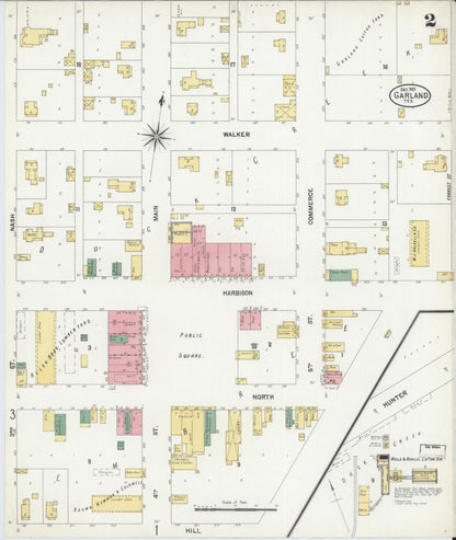 Sanborn Fire Insurance Map from Garland, Dallas County, Texas (1901), Sheet #0002 - Complete Map Set gallery image, historic Sanborn map, vintage wall art, Texas Texas