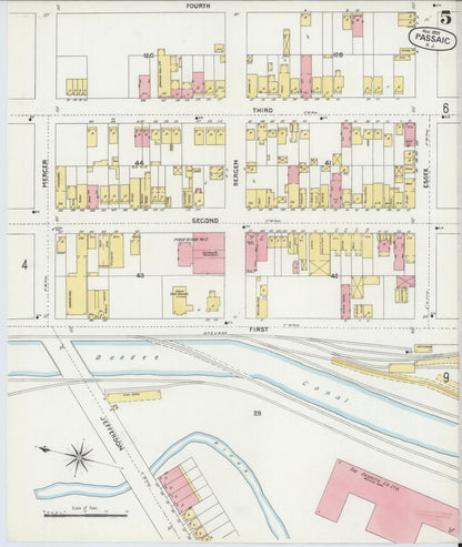 Sanborn Fire Insurance Map from Passaic, Passaic County, New Jersey (1899), Sheet #0005 - Complete Map Set gallery image, historic Sanborn map, vintage wall art, New Jersey New Jersey