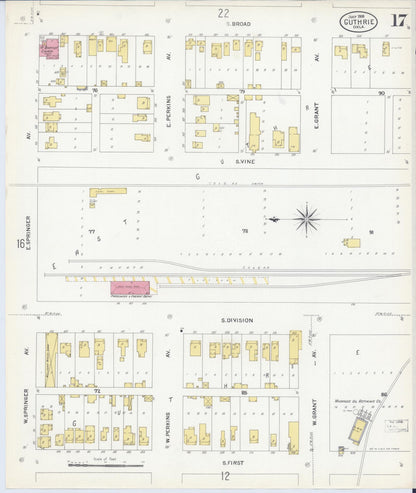 Sanborn Fire Insurance Map from Guthrie, Logan County, Oklahoma (1908), Sheet #0017 - Complete Map Set gallery image, historic Sanborn map, vintage wall art, Oklahoma Oklahoma