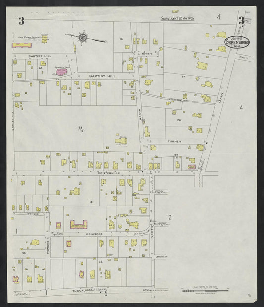 Sanborn Fire Insurance Map from Greensboro, Hale County, Alabama (1925), Sheet #0003 - Historic Sanborn Fire Insurance Map Print, vintage old map wall art, antique decor, genealogy gift, Alabama Alabama map