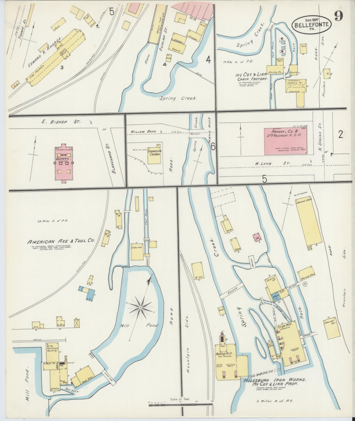 Sanborn Fire Insurance Map from Bellefonte, Centre County, Pennsylvania (1897), Sheet #0009 - Complete Map Set gallery image, historic Sanborn map, vintage wall art, Pennsylvania Pennsylvania