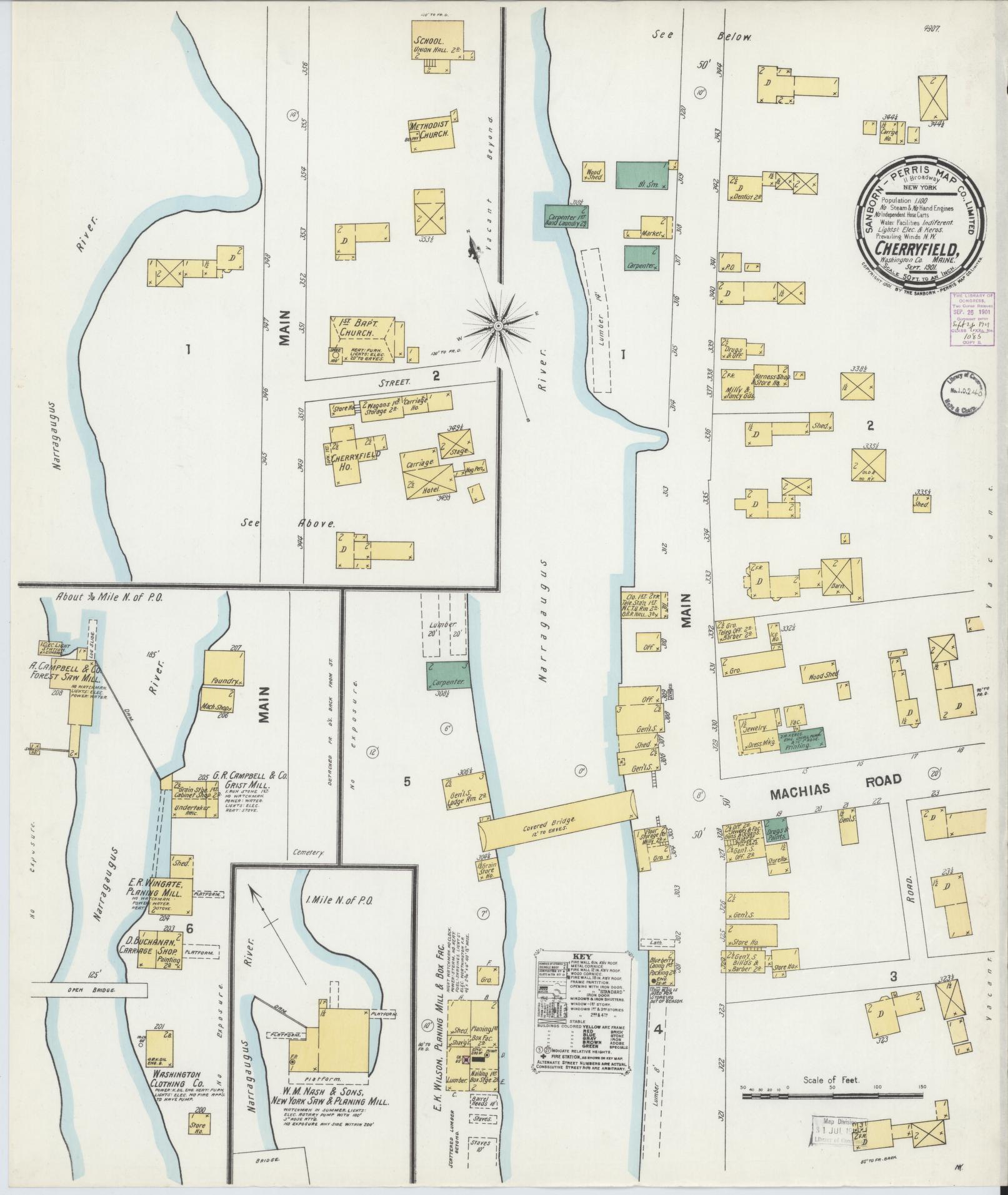 Sanborn Fire Insurance Map from Cherryfield, Washington County, Maine. (1901) – Historic Sanborn Fire Insurance Map Print